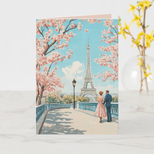 Carte Printemps romantique à Paris (Fleur jaune)