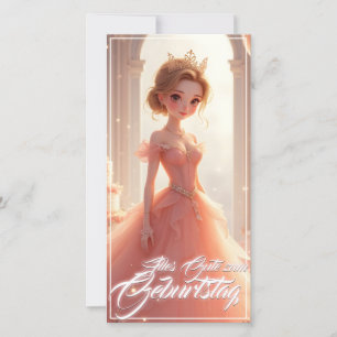 Carte Prinzessin zum Geburtstag im rosa Traumkleid