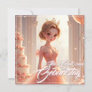 Carte Prinzessin zum Geburtstag im rosa Traumkleid