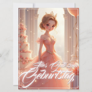 Carte Prinzessin zum Geburtstag im rosa Traumkleid