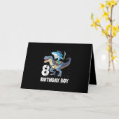 Carte Prirat de dinosaure de requin âgé de 8 ans, 8 ans (Fleur jaune)