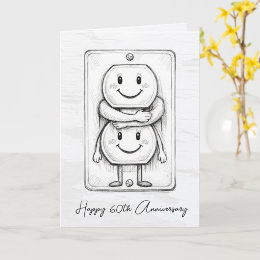 Carte Prise électrique pour 60e anniversaire de mariage (Fleur jaune)