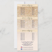 Carte Prix Ombre Parties scintillant Or Rose Salon (Dos)