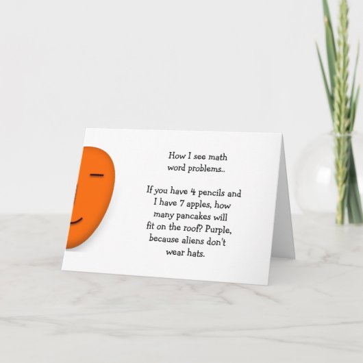 Carte Problèmes de mots mathématiques Blague drôle de ma (Devant)