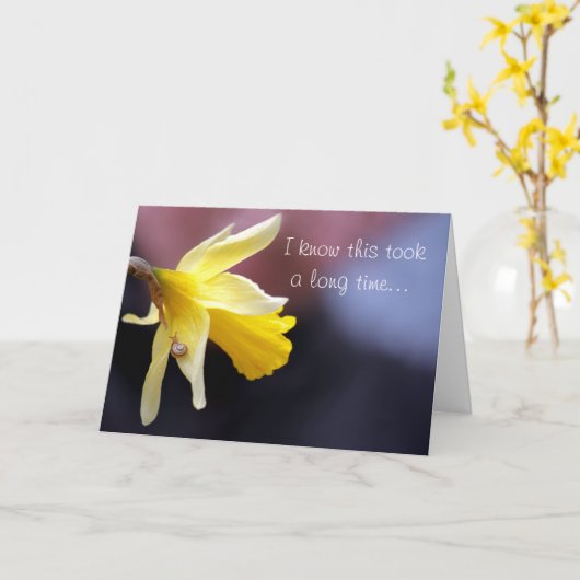 Carte Procrastination - Escargot Mail - Penser à vous (Fleur jaune)