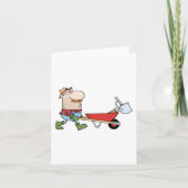 Carte Producteur de dessin animé avec brouette et outils (Devant)