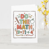 Carte Prof de maths drôle Faites le calcul (9x7)+4 (Fleur jaune)