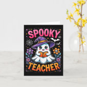 Carte Prof Enseignant Effrayant Fantôme Mignon Lisant Li (Fleur jaune)