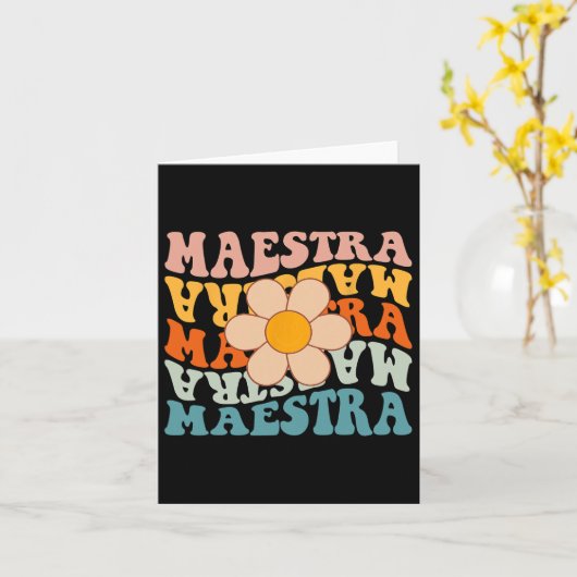Carte Prof espagnol Groovy Maestra retour à l'école Rétr (Fleur jaune)