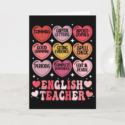 Carte Professeur d'anglais Saint Valentin Grammaire Prof (Devant)
