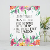 Carte Professeur de danse décor Cadeau d'appréciation po (Debout devant)