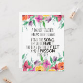 Carte Professeur de danse décor Cadeau d'appréciation po (Devant/Arrière en situation)