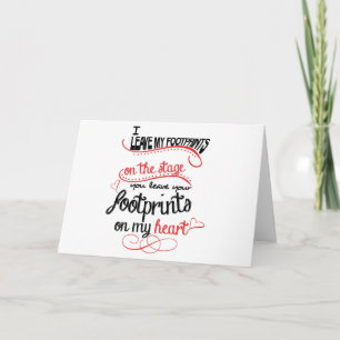 Carte Professeur de danse - empreintes de pas sur le