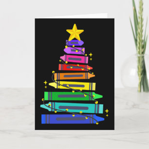 Carte Professeur de Noël Élève Crayon Arbre de Noël Lumi