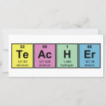 Carte Professeur de sciences Éléments chimiques<br><div class="desc">Identifiez-vous comme le meilleur professeur de chimie ou de sciences avec un enseignant énoncé dans des symboles d'éléments de tableau périodiques! Complète avec le nom de l'élément,  le poids et le numéro atomique.</div>