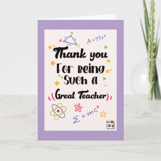 Carte Professeur de Sciences et de Maths - Merci (Devant)