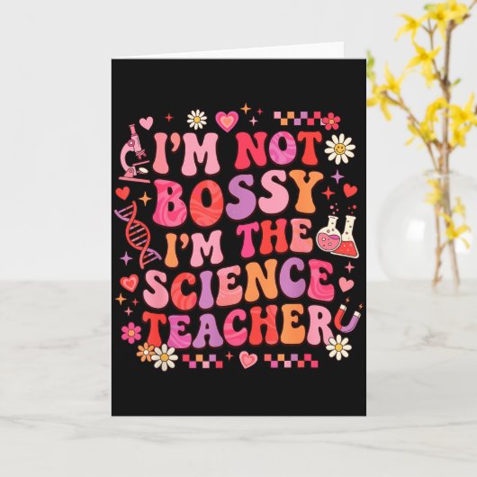 Carte Professeur de sciences Saint-Valentin Rétro Groovy (Fleur jaune)