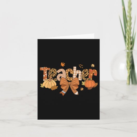 Carte Professeur de Thanksgiving Leopard Citrouille Auto (Devant)