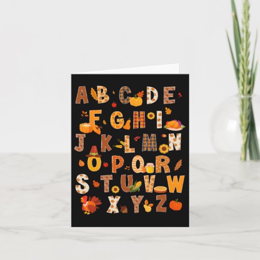 Carte Professeur Enfants Alphabet Dindon Citrouille Auto (Devant)