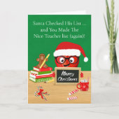 Carte Professeur Joyeux Noël Cute Apple sur le bureau (Devant)