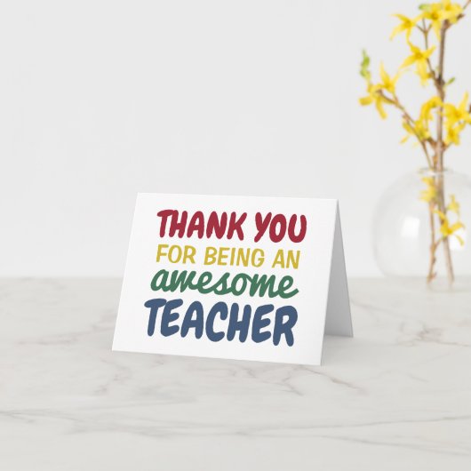 Carte Professeur merci arc-en-ciel (Fleur jaune)