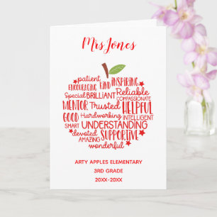 Carte professeur merci mot de retraite art apple