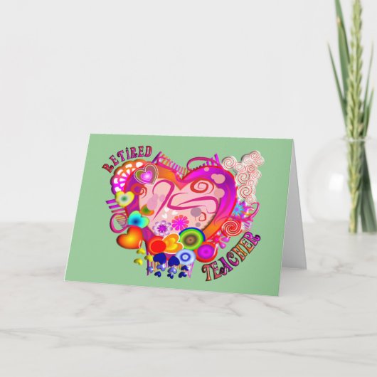 Carte Professeur retraité Artsy Coeur rétro (Devant)