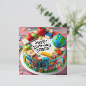 CARTE PROFESSEUR THÈME DE GÂTEAU D'ANNIVERSAIRE (Debout devant)