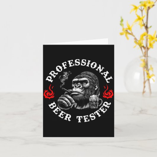 Carte Professional Beer Tester Funny Drinking Monkey Quo (Fleur jaune)
