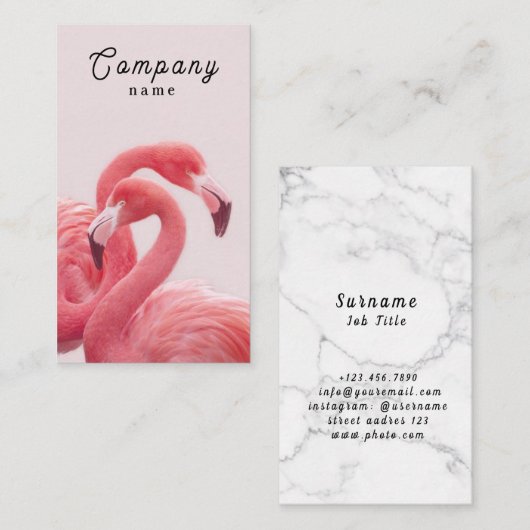 Carte professionnelle Premium Vector Flamant rose (Devant / Derrière)