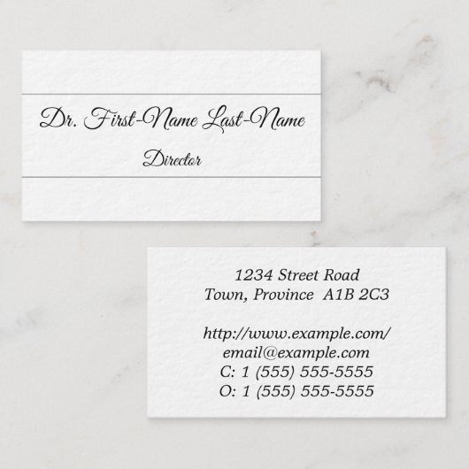 Carte Profil du directeur de texte de script (Devant / Derrière)