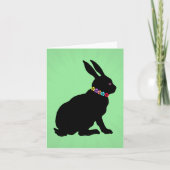 Carte Profil latéral assis Fleurs de lapin noir Oeil ros (Devant)