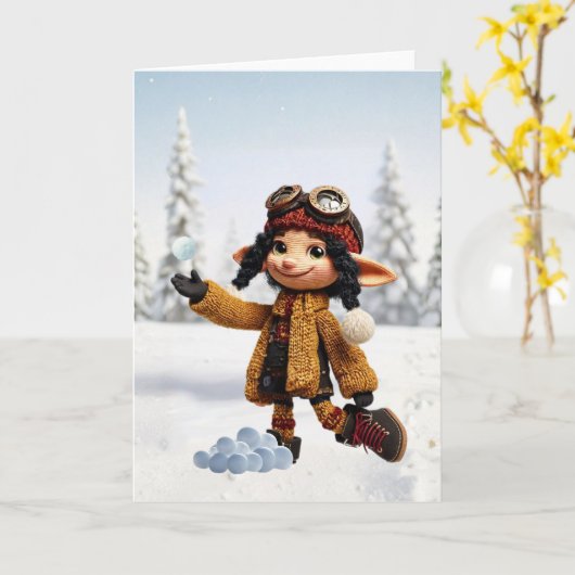 Carte Profiter d'une journée enneigée (Fleur jaune)