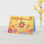 Carte Profitez de chaque instant papillons et fleurs (Fleur jaune)