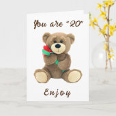 Carte **PROFITEZ DE VOTRE **20e** ANNIVERSAIRE! ! !** Ca (Fleur jaune)