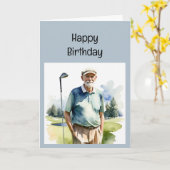 Carte Profitez de votre anniversaire pour Golfer Golfing (Fleur jaune)