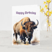 Carte Profitez de votre bison d'anniversaire Buffalo ani (Fleur jaune)