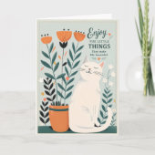 Carte Profitez des Petites Choses Chat Blanc Paisible (Devant)