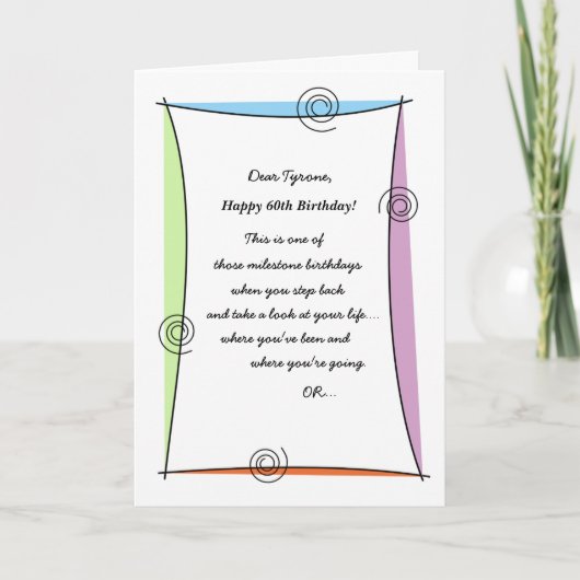 Carte Profitez du moment 60e anniversaire (Devant)