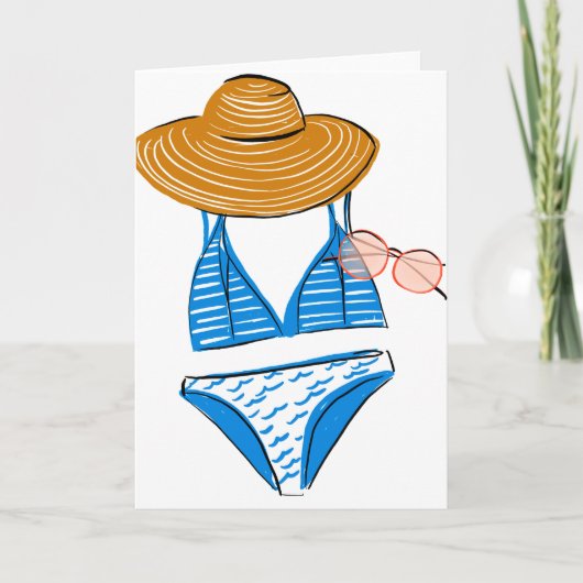 Carte Profitez du soleil - maillot de bain bleu (Devant)