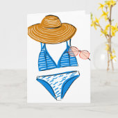 Carte Profitez du soleil - maillot de bain bleu (Fleur jaune)