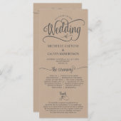 Carte programme de mariage conception calligraphie (Devant / Derrière)