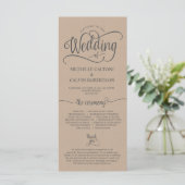 Carte programme de mariage conception calligraphie (Debout devant)