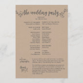 Carte programme de mariage kraft rustique (5x7 pou (Dos)