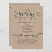 Carte programme de mariage kraft rustique (5x7 pou (Devant / Derrière)