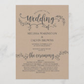 Carte programme de mariage kraft rustique (5x7 pou (Devant)