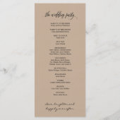 Carte programme mariage dans design rustique moder (Dos)