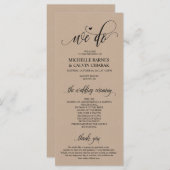 Carte programme mariage dans design rustique moder (Devant / Derrière)