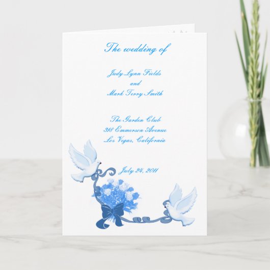 Carte programme personnalisée Dove (Devant)