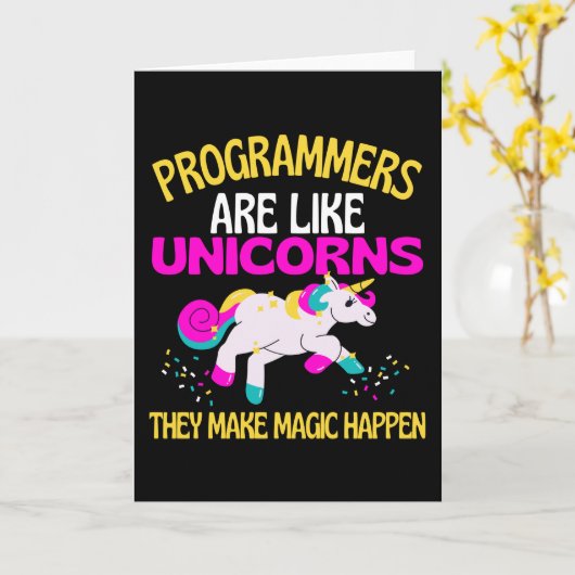 Carte Programmeur Unicorn, Programmeur Unicorn Magique (Fleur jaune)